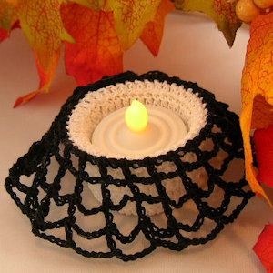 Crochet Spider Web Tea Light Candle Holder