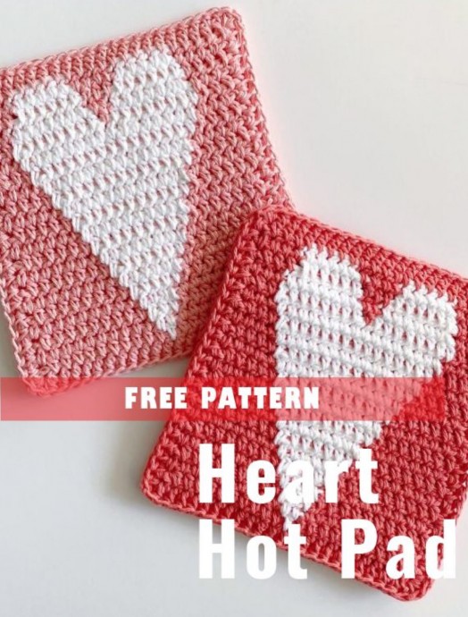 Crochet Skinny Heart Hot Pad (Free Pattern)