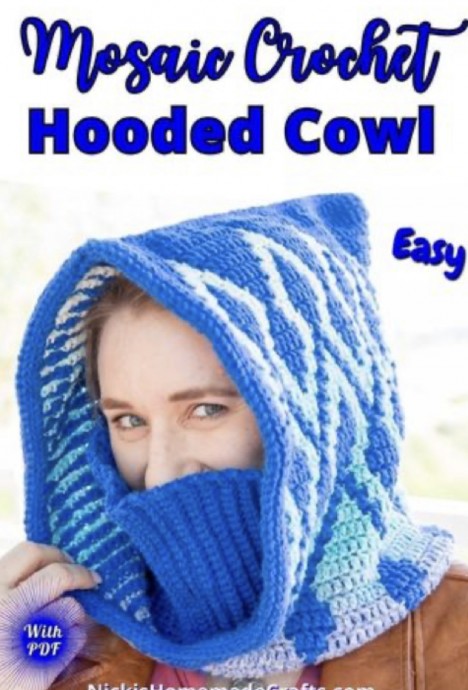 Crochet Garland Mosaic Hooded Cowl (Free Pattern)