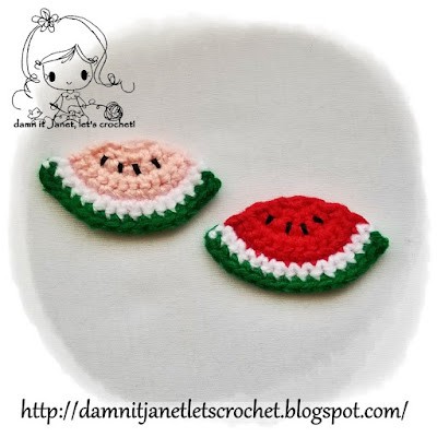 Crochet Watermelon Wedge Applique