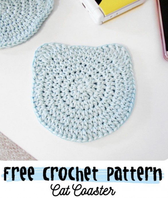 Free Crochet Pattern: Cute Cat Coaster