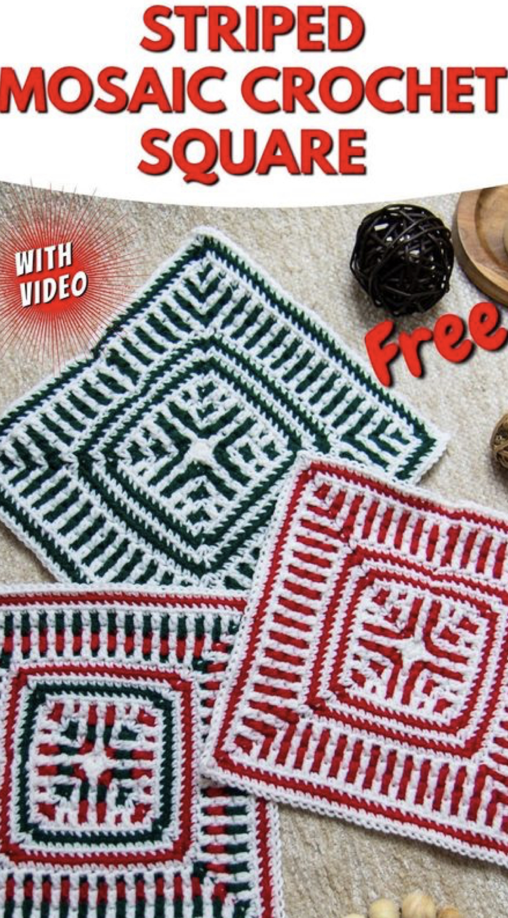 Crochet Striped Mosaic Afghan Block Square (Free Pattern) – FREE ...