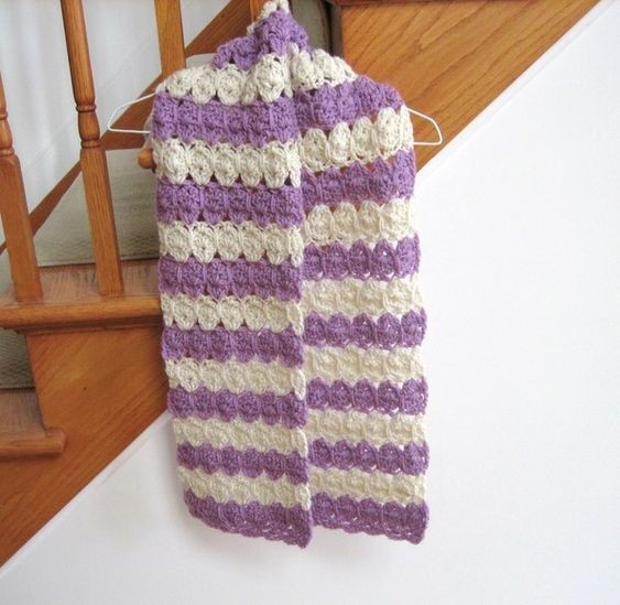 Crochet Springtime Puffed Shells Scarf