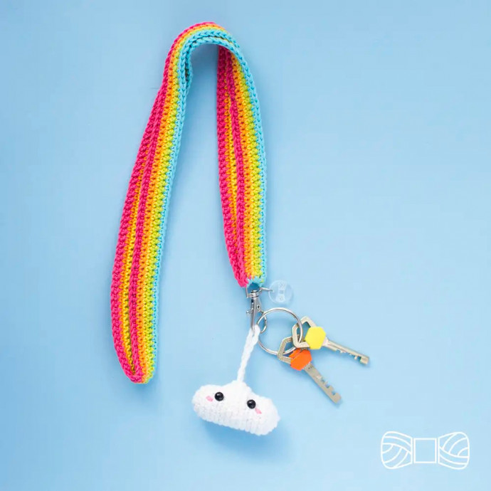 Crochet Rainbow Lanyard and Cloud