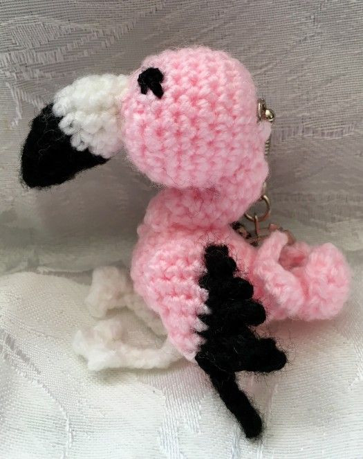 Crochet Flossy Flamingo Keyring