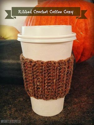 Crochet Ribbed Coffee Cozy