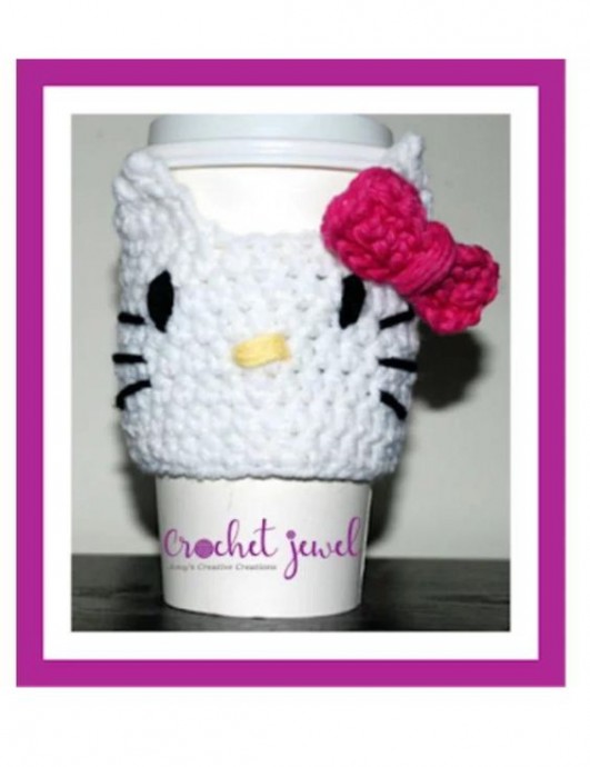 Crochet Kitty Cup Cozy