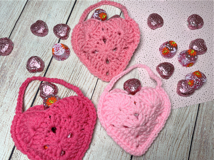 Crochet Heart Treat Bag