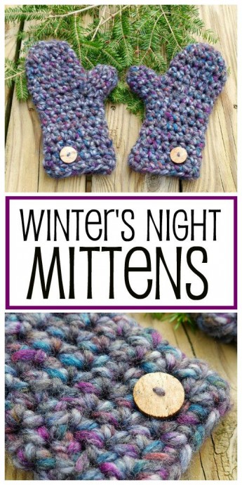 Crochet Winter’s Night Mittens