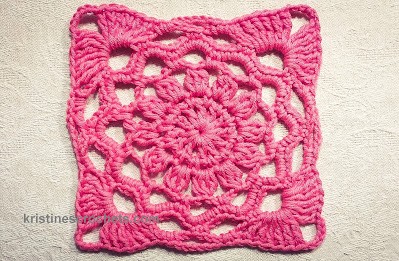 Crochet 12 Petal Flower Square Motif