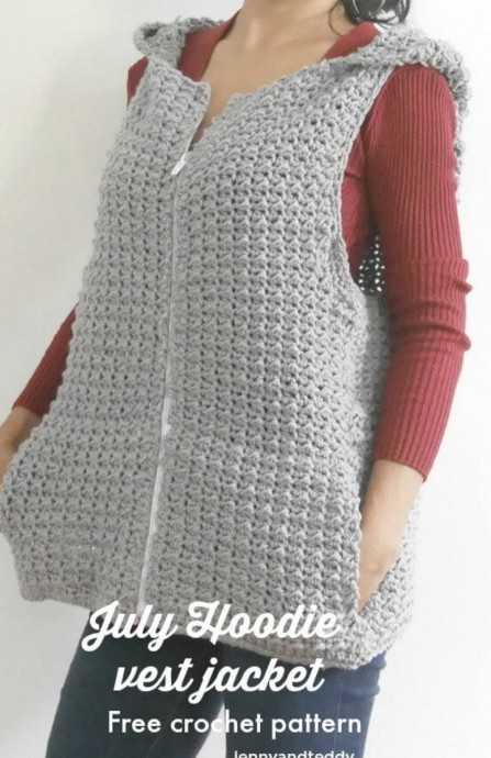 July Crochet Jacket with Hood Pattern (FREE)