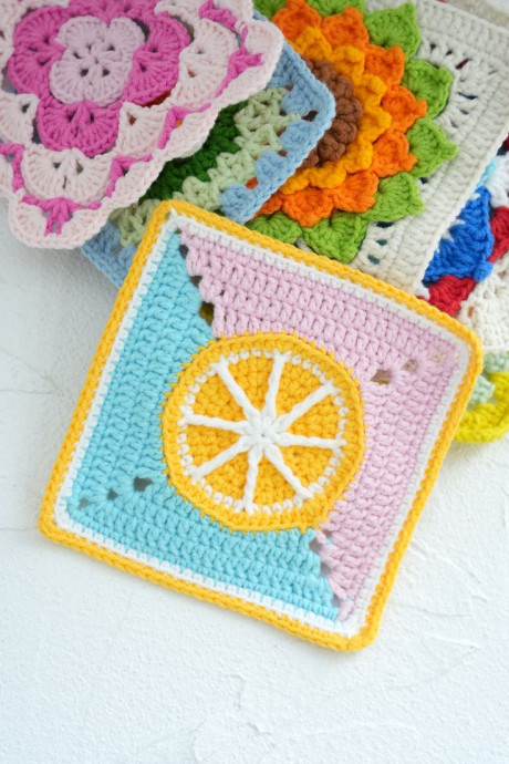 Crochet Lemon Granny Square