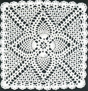 Crochet Square Pineapple Doily