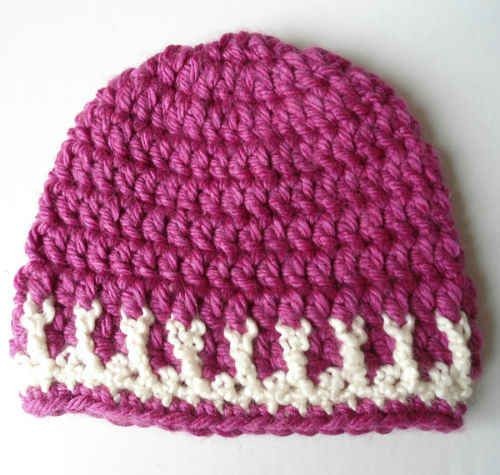 Crochet Pink and White Hat