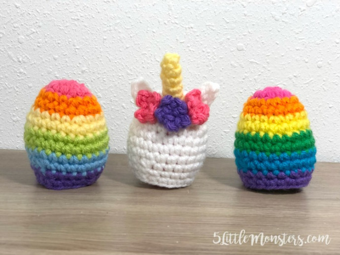 Crochet Unicorn and Rainbow Easter Egg Covers