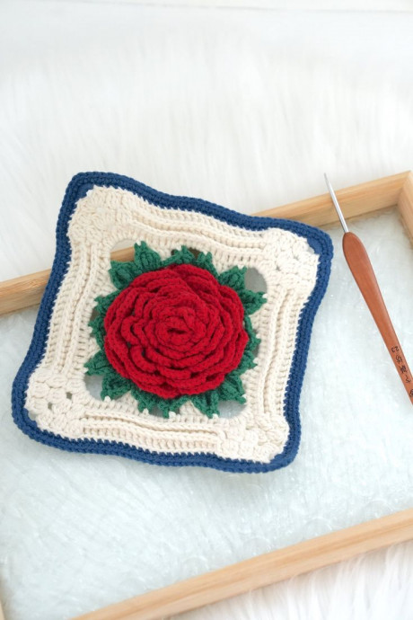 Crochet Rose Granny Square