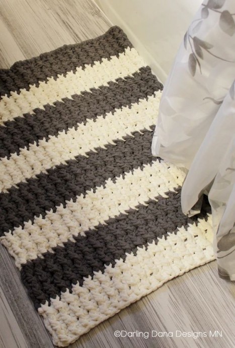 Crochet Plush Ribbed Bath Mat