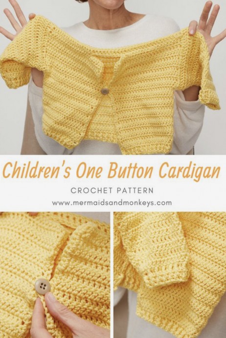 Children’s One Button Cardigan – FREE CROCHET PATTERN — Craftorator