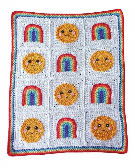 Crochet Rainbow Sunshine Blanket