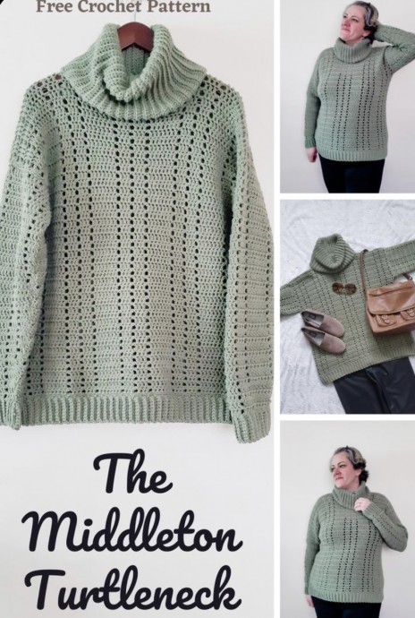 Free Crochet Pattern: Lovely Filet Turtleneck