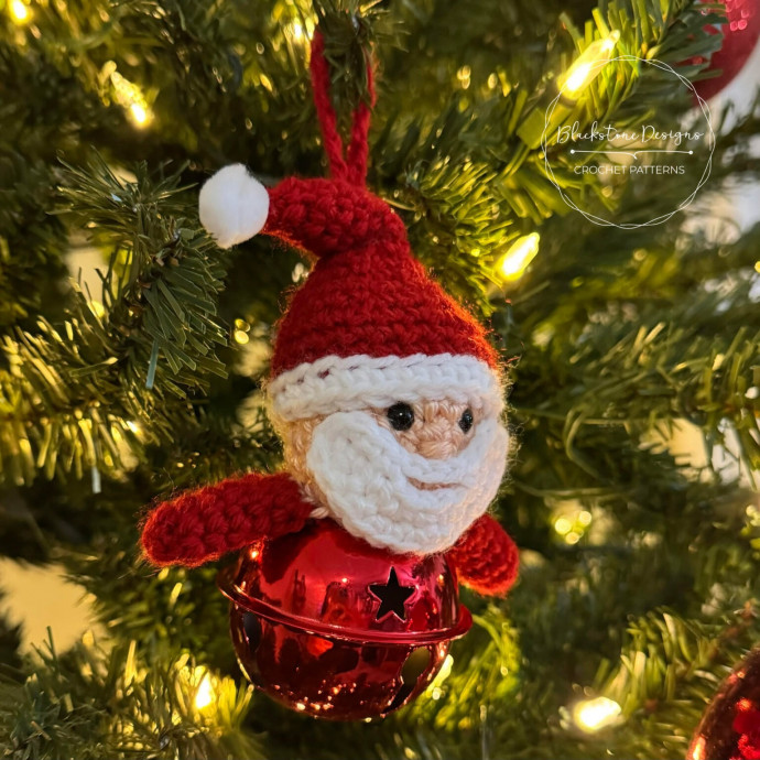 Crochet Santa Jingle Bell Ornament