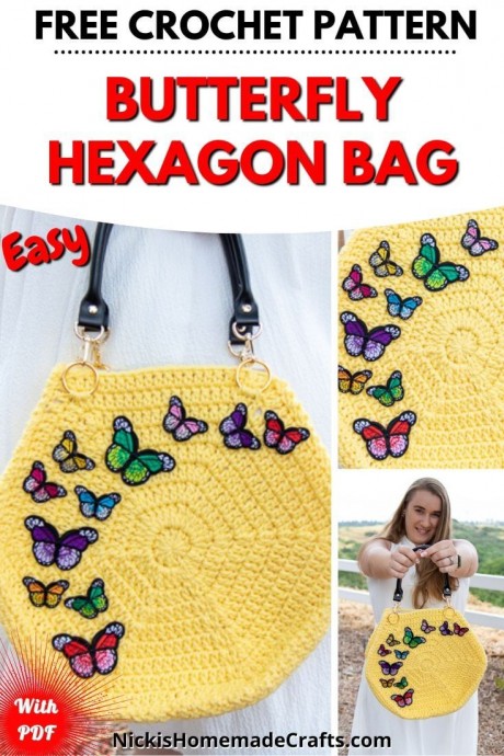 Crochet Butterfly Hexagon Bag