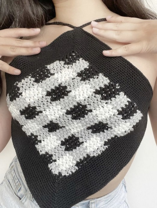 Crochet Gingham Bandeau Top (Free Pattern)