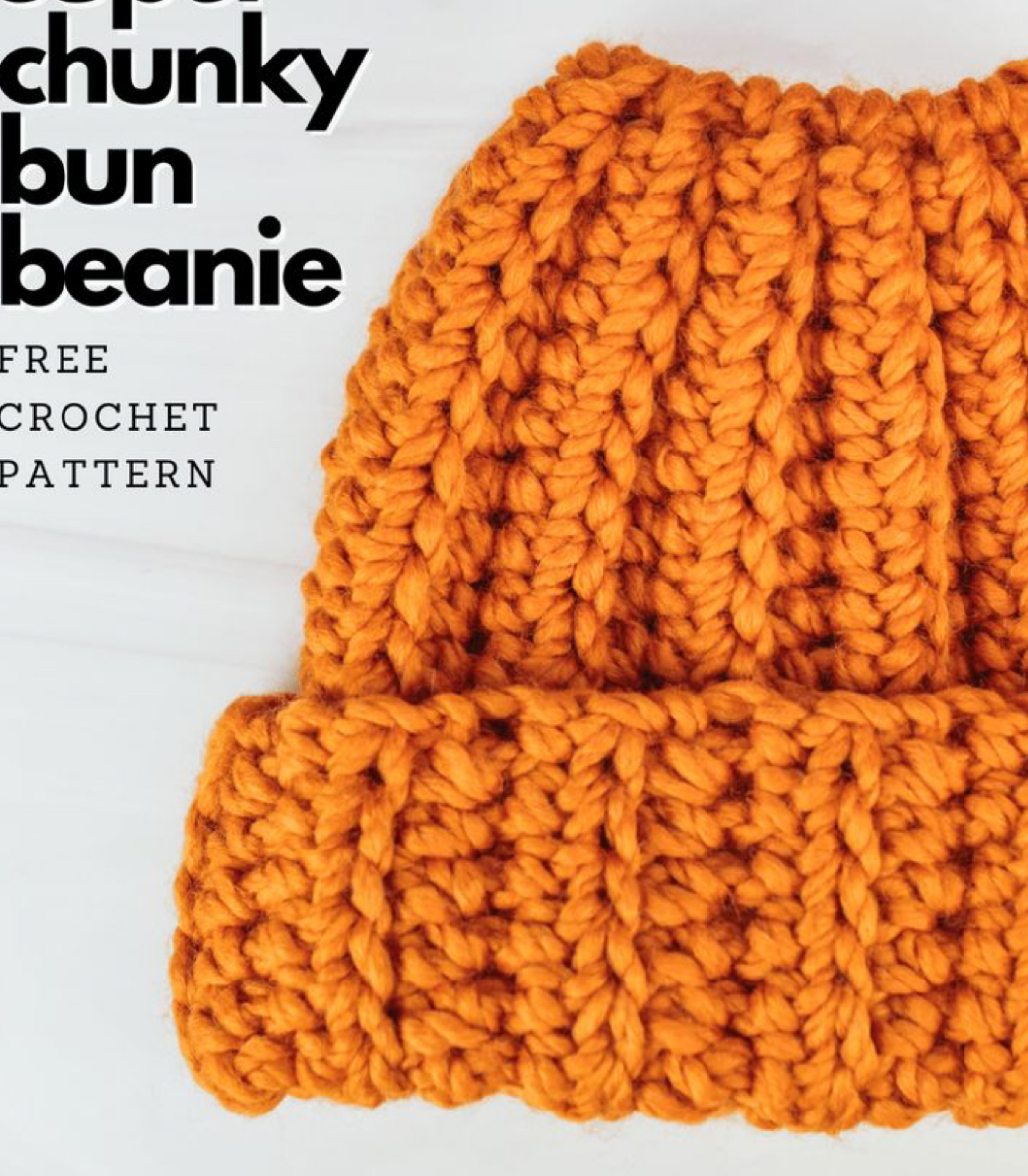 Crochet Chunky Bun Beanie Hat (Free Pattern) – FREE CROCHET PATTERN ...