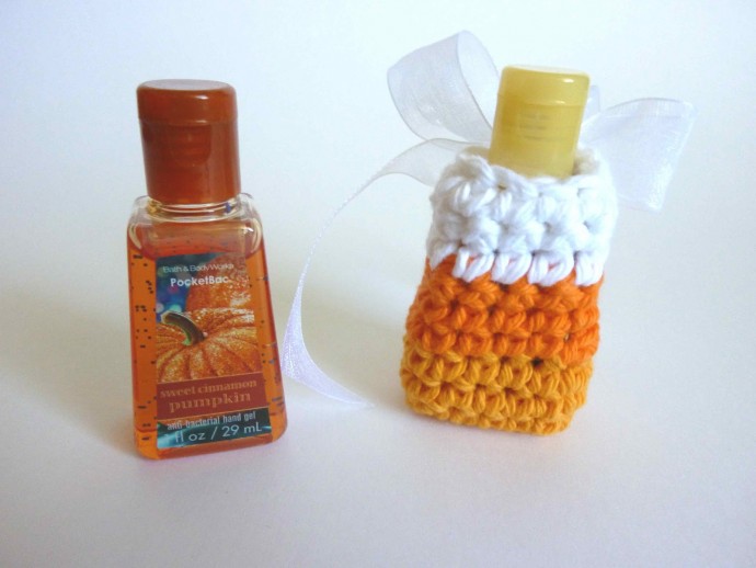 Crochet Candy Corn Hand Sanitizer Covers