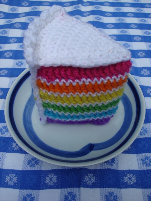 Crochet Rainbow Cake Slice