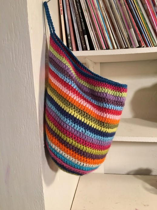 Crochet Stripey Hanging Basket
