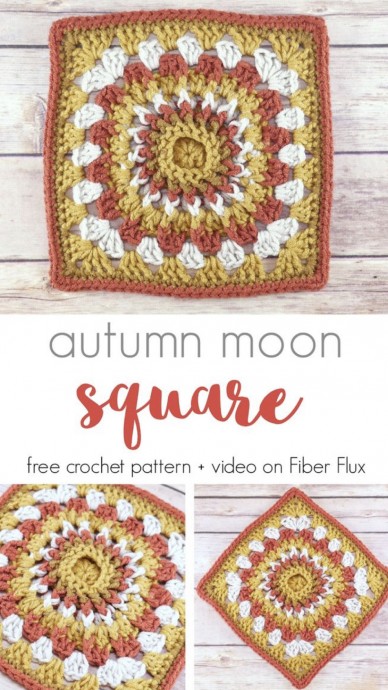 Free Crochet Pattern: Autumn Moon Square