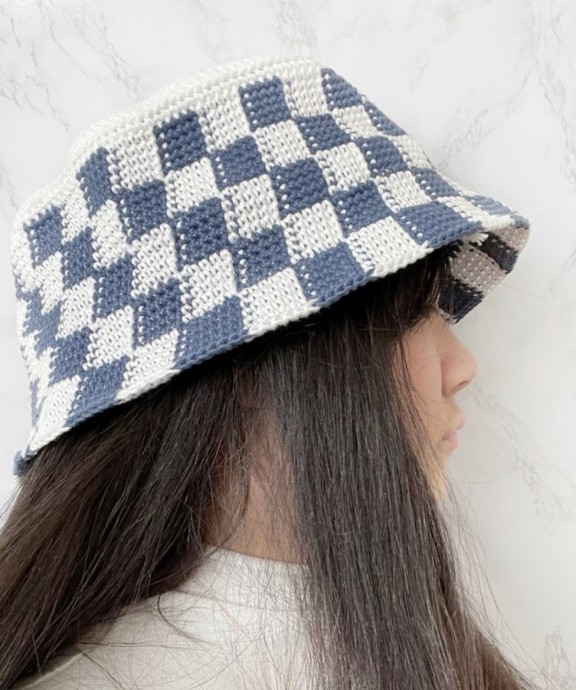 Free Crochet Checkered Bucket Hat Pattern