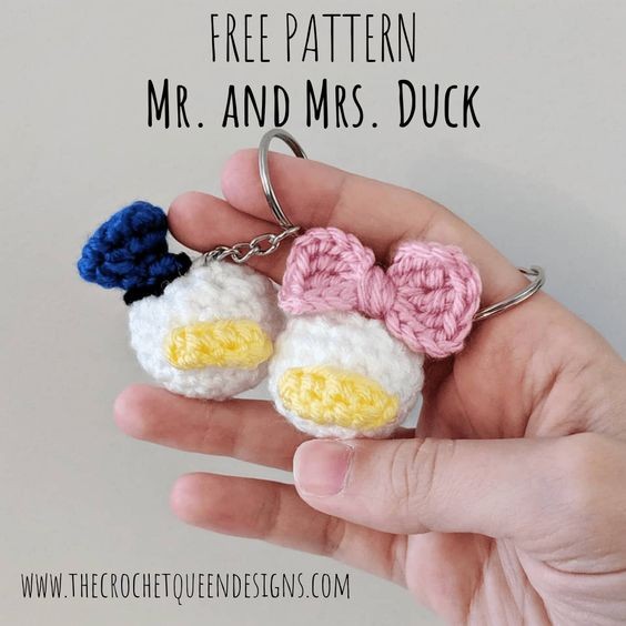 Crochet Mr. and Mrs. Duck Keychain