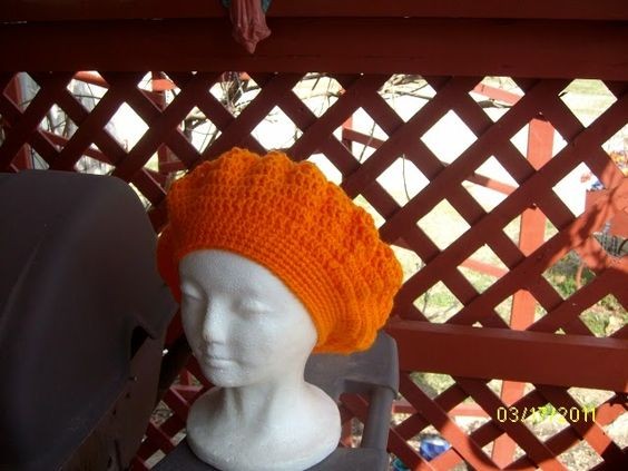 Crochet Orange Beret/Slouch