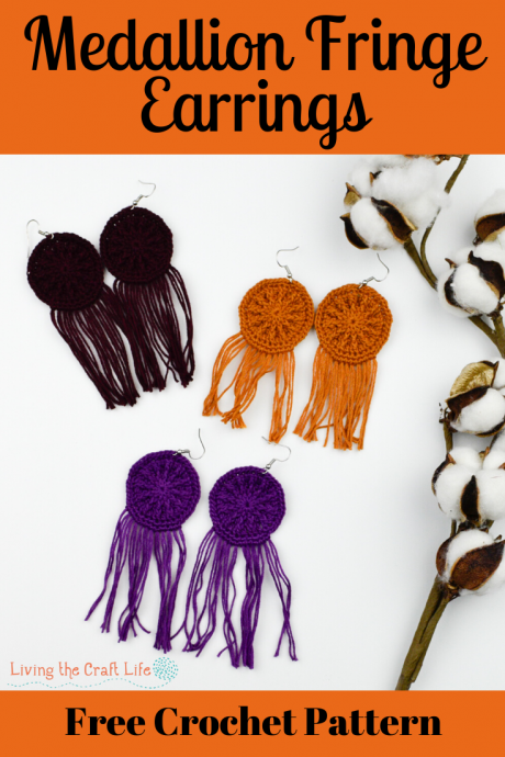 Crochet Medallion Fringe Earrings