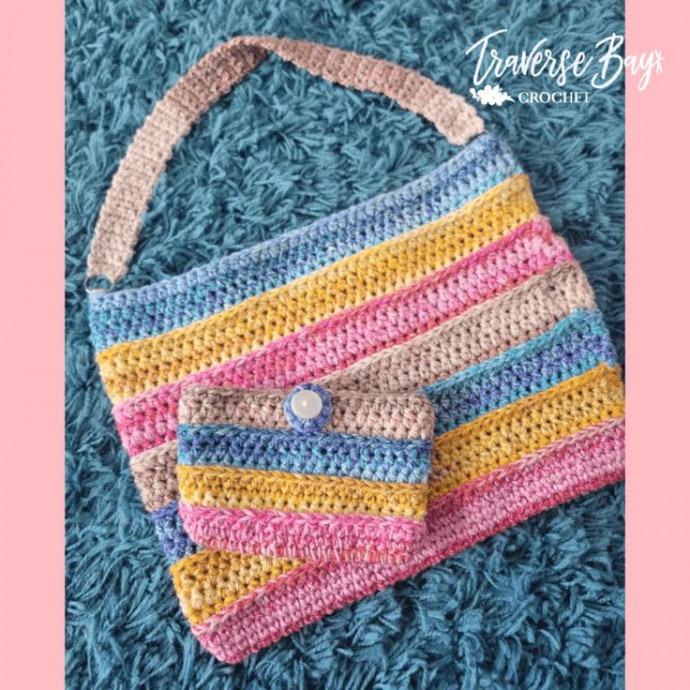 Crochet Sunny Day Striped Market Tote Bag