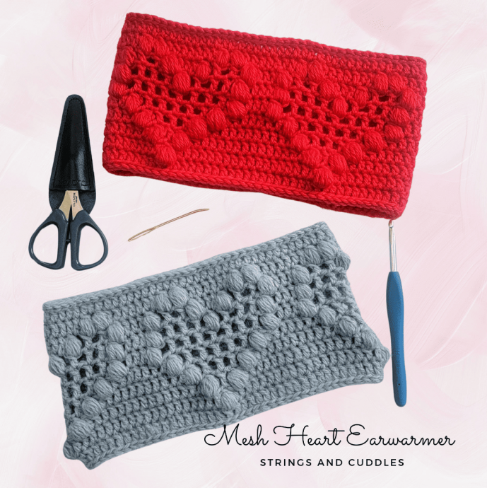 Crochet Mesh Heart Earwarmer
