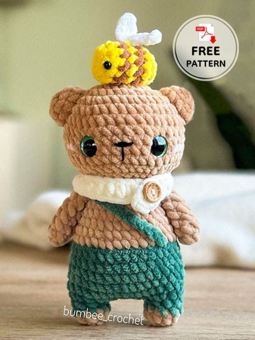 Crochet Teddy Bear with Bee