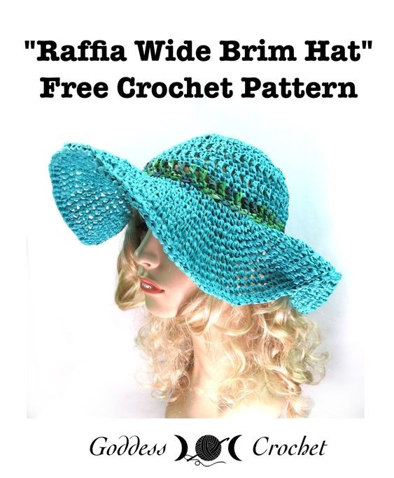 Crochet Raffia Wide Brim Hat