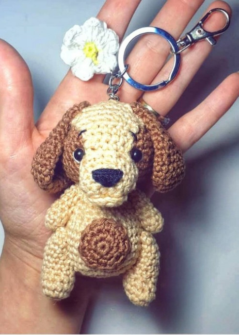 Crochet Dog Keychain Amigurumi