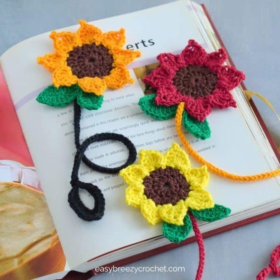 Crochet Sunflower Bookmark