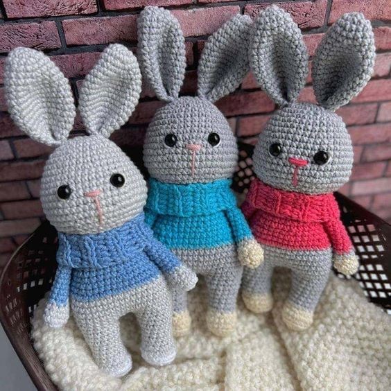 Crochet Amigurumi Bunny in Sweater