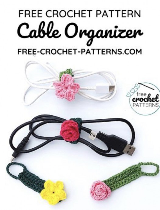 Free Crochet Pattern: Flower Cable Organizer