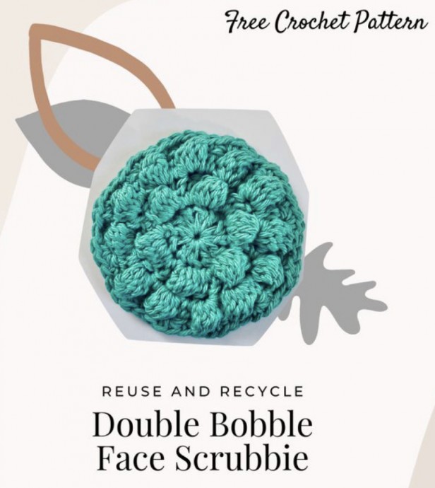 Crochet Double Bobble Face Scrubbie (Free Pattern)