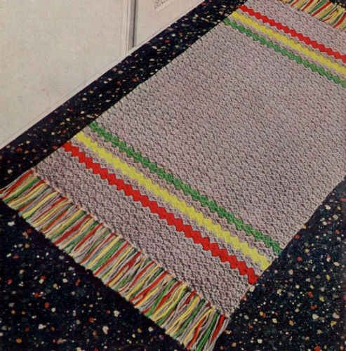 Crochet Gray Striped Rug