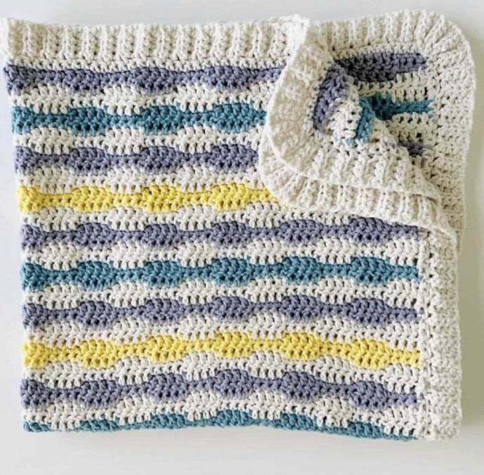 Crochet Retro Waves Baby Blanket (Free Pattern)