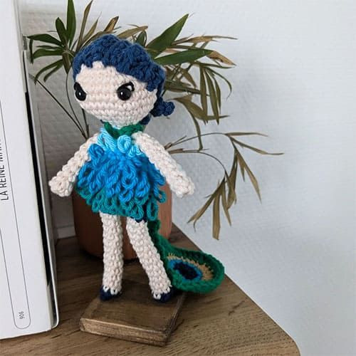 Crochet Peacock Lady Amigurumi Doll