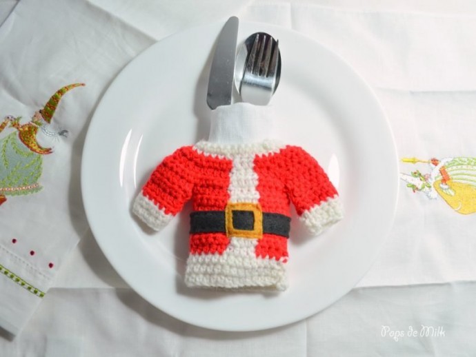 Crochet Santa Claus Cutlery Cozy