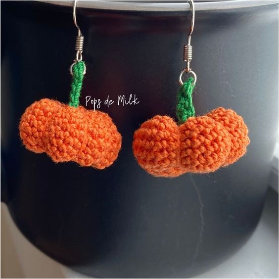 Crochet Pumpkin Earrings